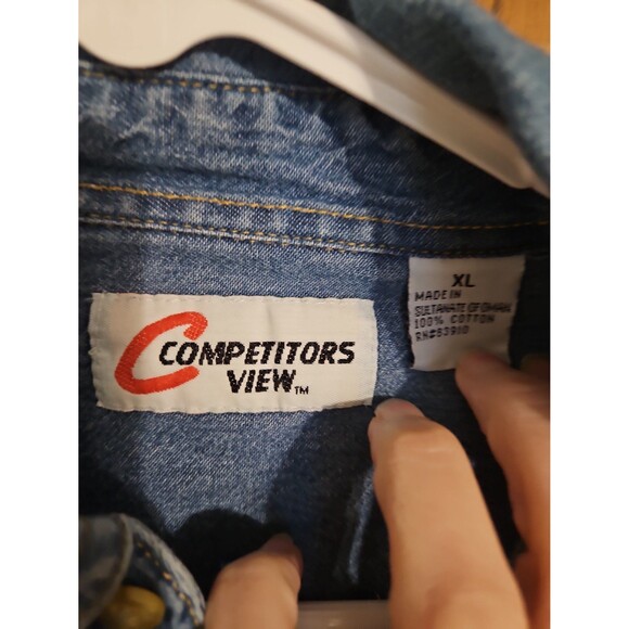 Vintage Embroidered Dale Earnhard Nascar Button Down Demin Long Sleeve Shirt XL - Picture 2 of 6